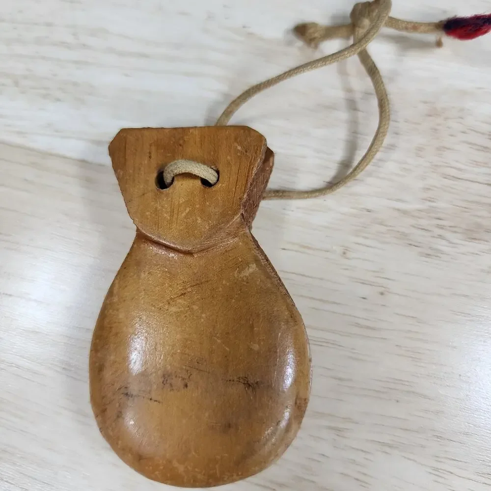 Vintage Havana Cuba Wooden Castanets Clappers Hand Painted Souvenir Folk Instrum